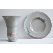 Hildegard Delius Siegfried Möller Set Vase Teller Neuhaldensleben Keramik 1931