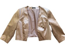 Bolero Jacke Damenjacke 42 Beige Satin 3/4 Arm Cocktailjacke