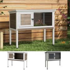 Pawhut großer erhöhter Indoor Outdoor Hasenstall aus Holz mit Asphaltdach, Tablett