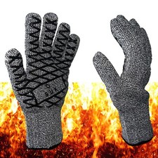 SOUK ONE Grillhandschuh Hitzebeständig Ofenhandschuh Feuerfeste Handschuhe grau