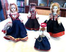 Vtg Antik Lot 4 Dolls Latvian