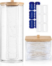 2 Stk Wattestäbchen Halter, Wattepadspender, Wattepad Aufbewahrungbox Mit Bambus