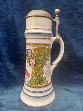 Alter Großer Bierkrug Zinndeckel Gaffel Zinndeckel Sammlerkrug