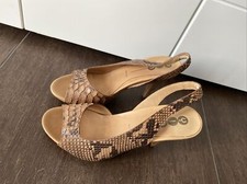 YIN Damen Schuhe Sandalen Made in Italy Leder Braun Schlangen Optik Gr 40 NEU