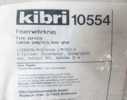 Kibri 10554 feuerwehrkran - 10554, 1:87