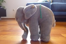 Steiff groß Elefant ELEPHANT Knopf, Fahne, Schild guter Zustand