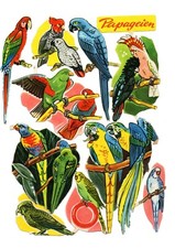 DDR 1204 kompl. Bogen  Glanzbilder Oblaten Scraps " Papageien   " selten 