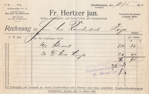 Nordhausen rechnung 1921 - nordhausen,,