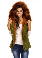 Parka Weste Grün mit Fell