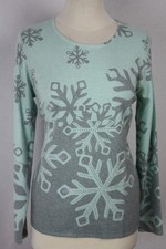 Damen Pullover Pulli Oberteil Schneekristalle Glitzer Viskose OVANTI SOFT Gr.36