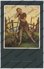 Ernst Liebermann Mädchen Hirtin Schäfer Tiere Idylle Mädchen Natur Romantik 1926