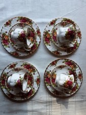 4x 3er Set Royal Albert Old Country Roses, Tasse, Untertasse, Kuchenteller, Top
