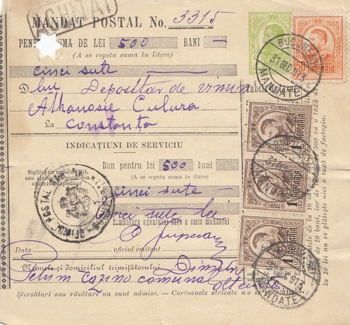 Rumänien 1913 mandat postal - 1913:,