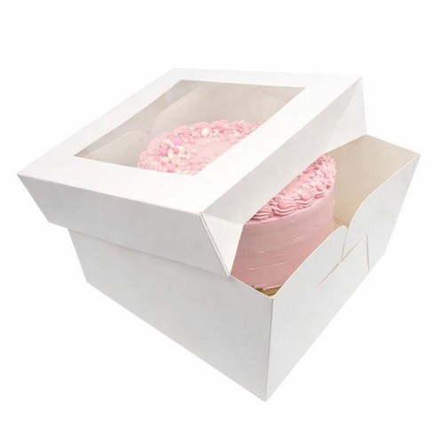 Weiße tortenbox mit - weiße, klarem