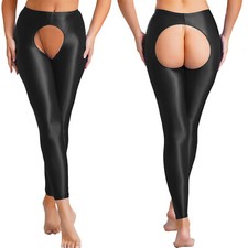 DE Damen ÖL Glanz Strumpfhose Glänzende Hose Nahtlose Glatte Leggings Tights