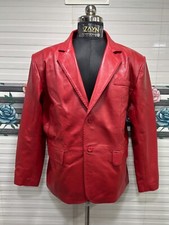 Herren Rot Leder Blazer Zwei