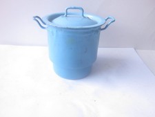 43459 Kochtopf Deckel Einsatz Puppenherd Emaille Puppenküche  10cm Blau gut