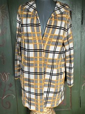 NEU GERRY WEBER Gr. 44 Strickmantel/-jacke gelb/weiß/grau/schwarz kariert Kapuze