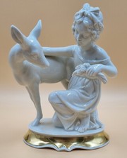 Tolle Porzellanfigur Rosenthal, signiert MHF, Max Hermann Fritz, Mädchen mit Reh