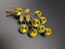 Vintage Brosche 50er 60er, große grüne Strass-Steine, vermutlich Gablonz