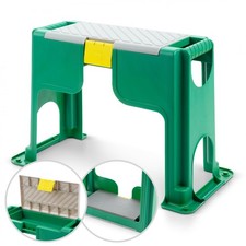 2 in 1 Kunststoff Kniebank + Hocker mit Fach Garten Sitzbank Schaumstoff Auflage