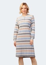 Hajo Damen Nachthemd Klima Frottee langarm silbermelange 46134 Gr. 36/38 NEU