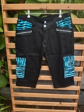 ZEBRA Fake FELL Plüsch Techno Rock FESTIVAL Hose SHORTS schwarz TÜRKIS Unisex XL
