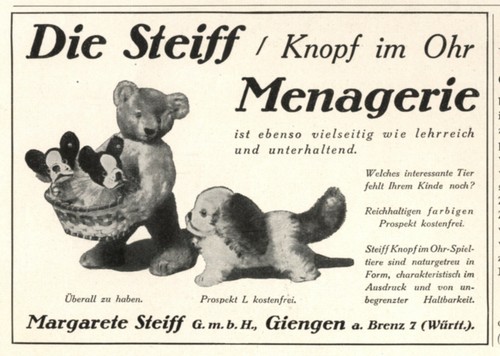Steiff bär und hunde reklame - steiff,