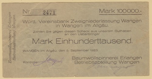 100000 mark banknote inflation - 100000,