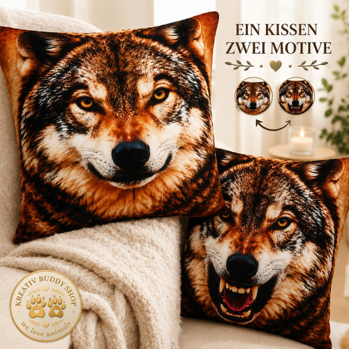 Wolf kissen 45x45 beidseitig - kissen,