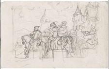 Ludwig Richter "Die abgewiesenen Freier" zu Musäus Volksmärchen" Zeichnung 1842