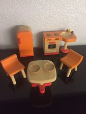 Puppenhaus Möbel Möbelset Küche Küchenmöbel  Spüle orange Holz Pintoy wie neu
