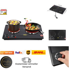 Elektroherd mit 2-Platten | 2500 W Elektroherd-Kochfeld | Knopfsteuerung, 6-Gang