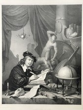 Gerard Dou Lithographie Franz Hanfstaengl Porträt Maler Skulptur Globus 19. Jh.