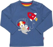 Langarm-T-Shirt Drachen Bio Astronaut Hund Weltraum Rakete Applikation 3-6 Monate