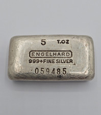 Vintage Engelhard 5oz Silberbarren 999 Gussbarren Seriennummer 059485
