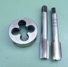 3 HSS Gewindebohrer Schneideisen M10x1 MF Fein Gewinde Gewindeschneider Satz M