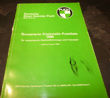 Puch -Numerierte Ersatzteile-Preisliste 1980 Deutsche Steyr-Daimler Puch