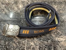 HUGO BOSS Herren Gürtel Onesize blau/orange Logo 124cm mit Schnalle wie NEU