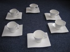 Villeroy&Boch 6 Kaffeetassen + 6 Untertassen, New Wave weiß, neuwertig