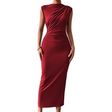 Damen-Maxikleid mit Rüschen, Figurbetontes Sommerkleid, , Ärmellos, S2361