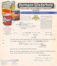 Lack-Fabrik Hermann Wiederholt - Hilden - 1940 - Historische Rechnung ~21x24cm