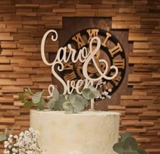 Holz Cake Topper Hochzeit personalisiert V14, Kuchenstecker