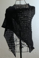 Tolles Lace-Dreiecks-/Schultertuch "Schwarz"- Handgestricktes UNIKAT