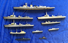 1:1250, 10x Modellschiffe, Fa. Hansa, Zerstörer, Kreuzer, Minensuchboot