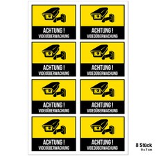 WANDKINGS Aufkleber "Videoüberwachung Kamera" Sicherheit Schwarz Rot Gelb Weiß