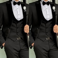 3pc Herren Anzug Commerce Bräutigam Handgemachte Single Breasted Maßgeschneidert