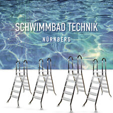 Edelstahlleiter Poolleiter  5 + 5 stufig mit Plattform 140cm Edelstahl Leiter