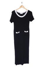 di bari Damen Strickkleid Schwarz Elegant Klassisch Gr. 38/M Midi