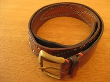 FAUSTO COLATO Gürtel echtes Leder braun Nieten Messingschnalle Gr. 95/4 cm